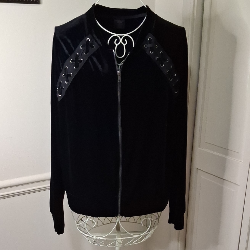 Material Girl Black Velvet Bomber Jacket
